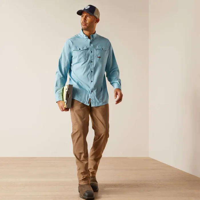 Men Button Down Shirts Ariat Rebar Made Tough VentTEK DuraStretch Work Shirt Bluejay Heather Men Button Down Shirts Ariat Rebar Made Tough VentTEK DuraStretch Work Shirt Bluejay Heather