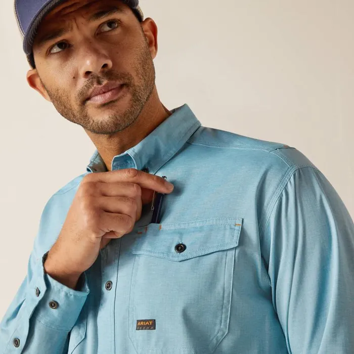 Men Button Down Shirts Ariat Rebar Made Tough VentTEK DuraStretch Work Shirt Bluejay Heather Men Button Down Shirts Ariat Rebar Made Tough VentTEK DuraStretch Work Shirt Bluejay Heather