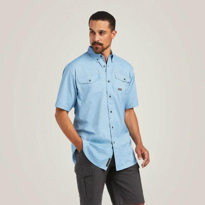 Men Button Down Shirts Ariat Rebar Made Tough VentTEK DuraStretch Work Shirt Deep Water Heather Men Button Down Shirts Ariat Rebar Made Tough VentTEK DuraStretch Work Shirt Deep Water Heather