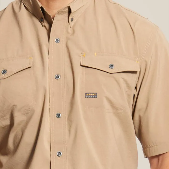 Men Button Down Shirts Ariat Rebar Made Tough VentTEK DuraStretch Work Shirt Khaki Men Button Down Shirts Ariat Rebar Made Tough VentTEK DuraStretch Work Shirt Khaki
