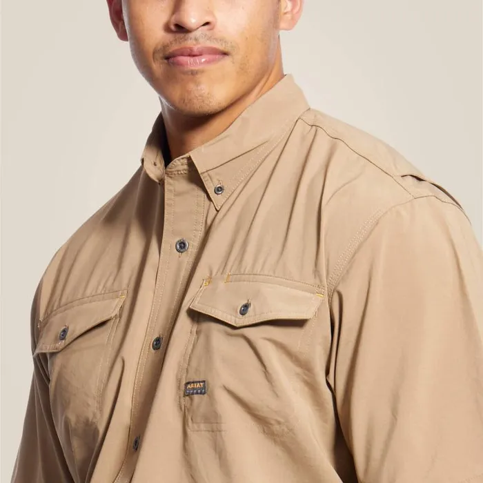 Men Button Down Shirts Ariat Rebar Made Tough VentTEK DuraStretch Work Shirt Khaki Men Button Down Shirts Ariat Rebar Made Tough VentTEK DuraStretch Work Shirt Khaki