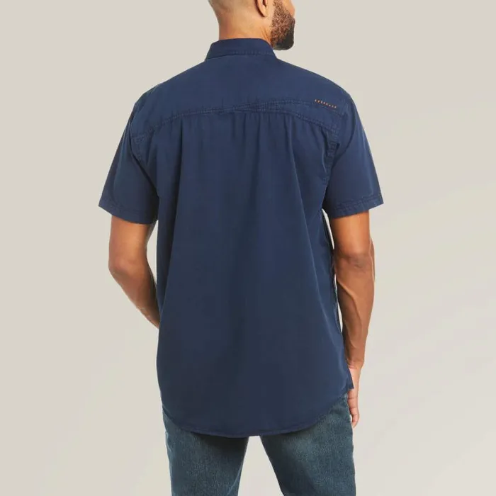 Men Button Down Shirts Ariat Rebar Washed Twill Work Shirt Navy