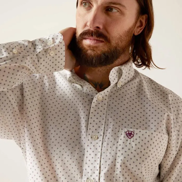 Men Button Down Shirts Ariat Saul Classic Fit Shirt White Men Button Down Shirts Ariat Saul Classic Fit Shirt White