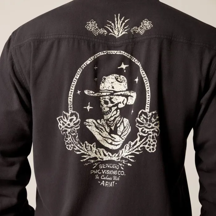 Men Button Down Shirts Ariat Sendero Skull Retro Fit Shirt Phantom Men Button Down Shirts Ariat Sendero Skull Retro Fit Shirt Phantom