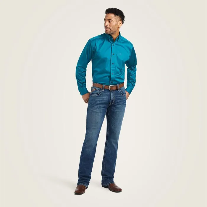 Men Button Down Shirts Ariat Solid Twill Classic Fit Shirt Ocean Depths Men Button Down Shirts Ariat Solid Twill Classic Fit Shirt Ocean Depths