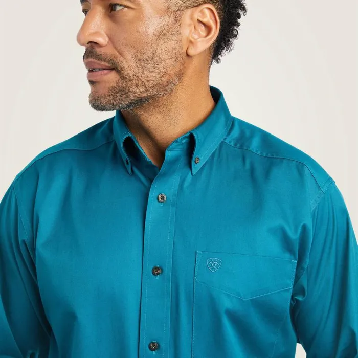 Men Button Down Shirts Ariat Solid Twill Classic Fit Shirt Ocean Depths Men Button Down Shirts Ariat Solid Twill Classic Fit Shirt Ocean Depths