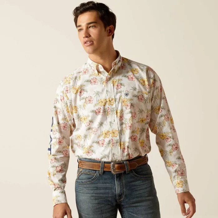 Men Button Down Shirts Ariat Team Charlie Classic Fit Shirt Gardenia
