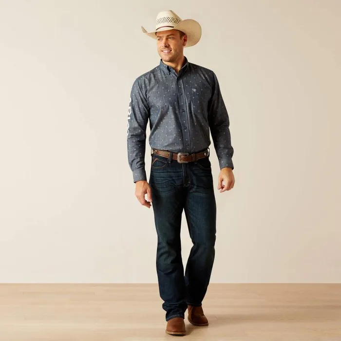 Men Button Down Shirts Ariat Team Everett Classic Fit Shirt Blue Chambray Men Button Down Shirts Ariat Team Everett Classic Fit Shirt Blue Chambray