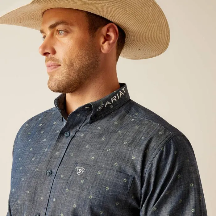 Men Button Down Shirts Ariat Team Everett Classic Fit Shirt Blue Chambray Men Button Down Shirts Ariat Team Everett Classic Fit Shirt Blue Chambray
