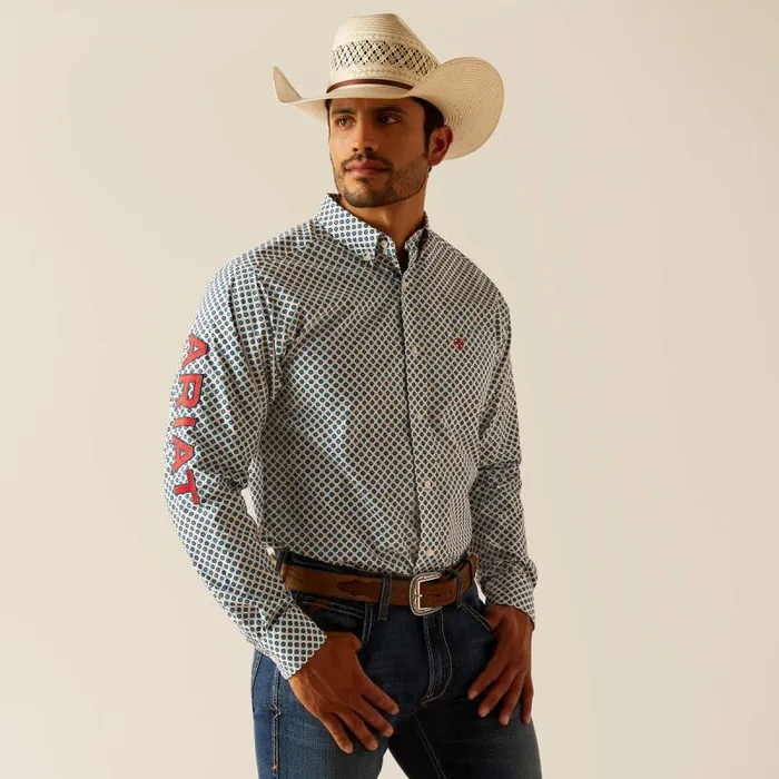 Men Button Down Shirts Ariat Team Lochlan Fitted Shirt White