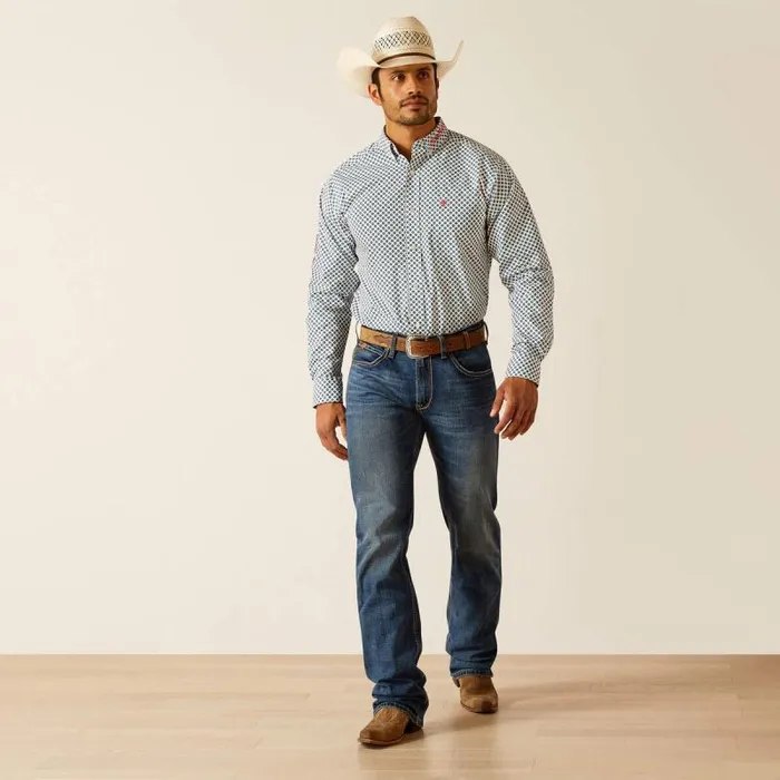 Men Button Down Shirts Ariat Team Lochlan Fitted Shirt White Men Button Down Shirts Ariat Team Lochlan Fitted Shirt White
