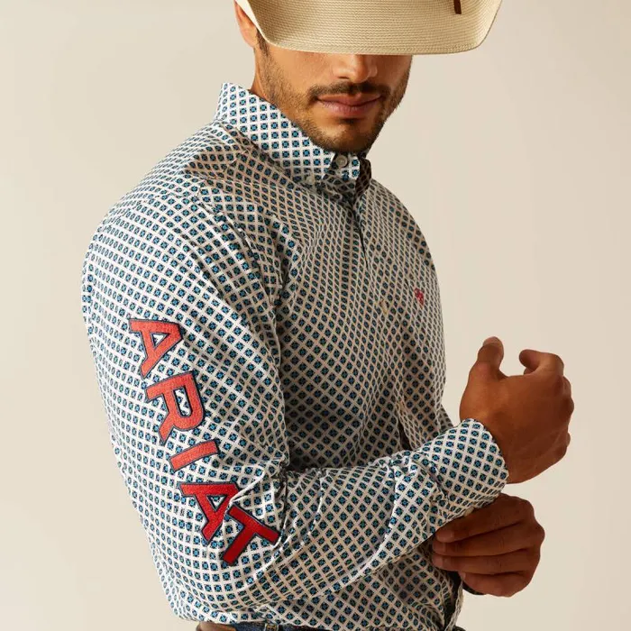 Men Button Down Shirts Ariat Team Lochlan Fitted Shirt White Men Button Down Shirts Ariat Team Lochlan Fitted Shirt White