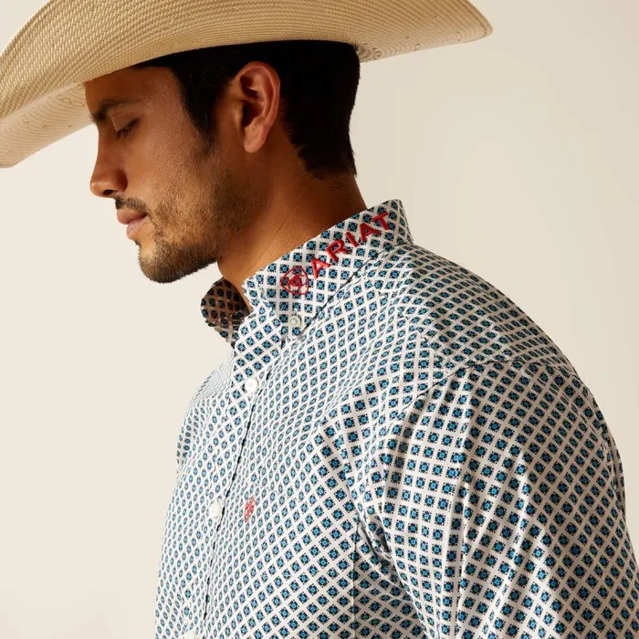 Men Button Down Shirts Ariat Team Lochlan Fitted Shirt White Men Button Down Shirts Ariat Team Lochlan Fitted Shirt White