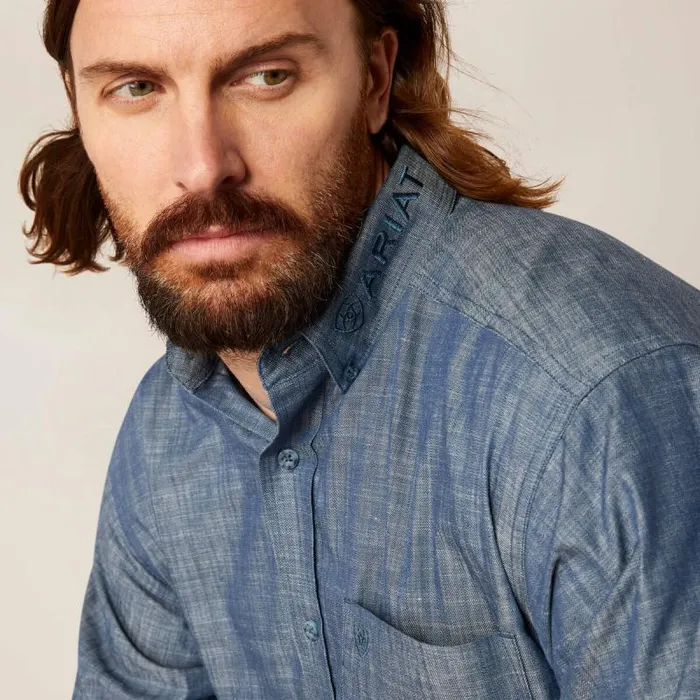 Men Button Down Shirts Ariat Team Logo Chambrey Classic Fit Shirt Blue Chambray Men Button Down Shirts Ariat Team Logo Chambrey Classic Fit Shirt Blue Chambray