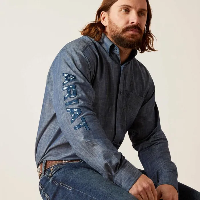 Men Button Down Shirts Ariat Team Logo Chambrey Classic Fit Shirt Blue Chambray Men Button Down Shirts Ariat Team Logo Chambrey Classic Fit Shirt Blue Chambray