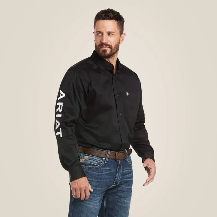 Men Button Down Shirts Ariat Team Logo Twill Classic Fit Shirt Blackwhite