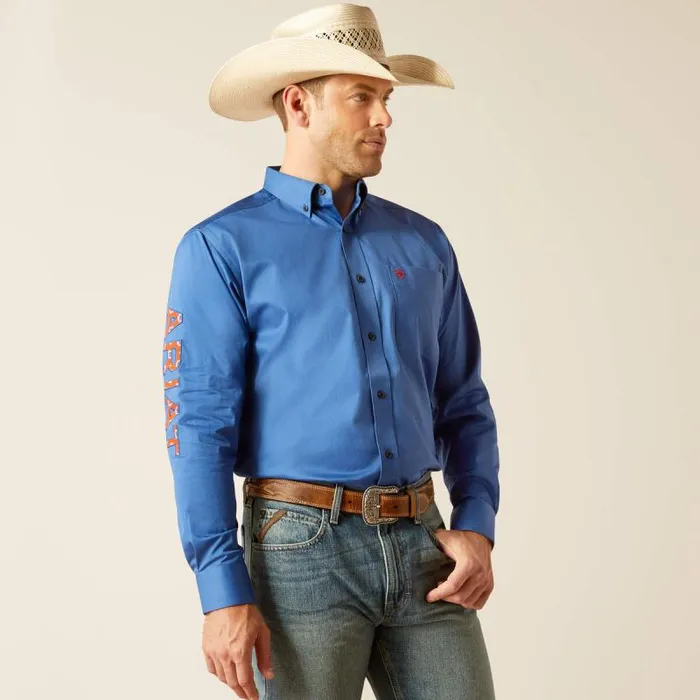 Men Button Down Shirts Ariat Team Logo Twill Classic Fit Shirt Bright Cobalt