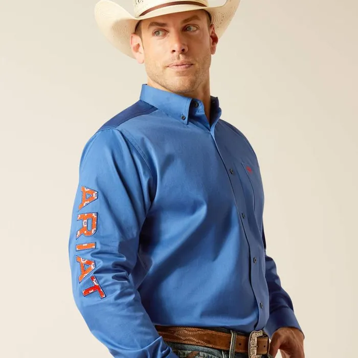 Men Button Down Shirts Ariat Team Logo Twill Classic Fit Shirt Bright Cobalt Men Button Down Shirts Ariat Team Logo Twill Classic Fit Shirt Bright Cobalt