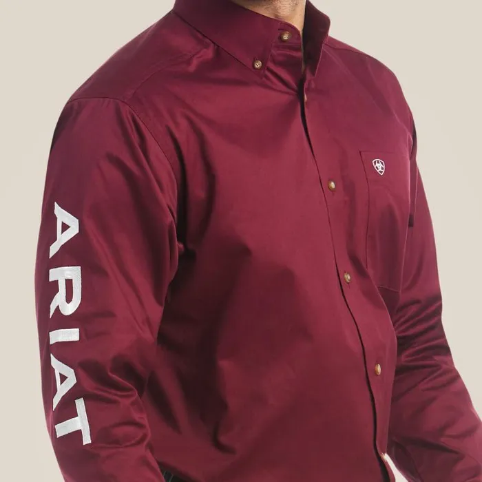 Men Button Down Shirts Ariat Team Logo Twill Classic Fit Shirt Burgundy Men Button Down Shirts Ariat Team Logo Twill Classic Fit Shirt Burgundy