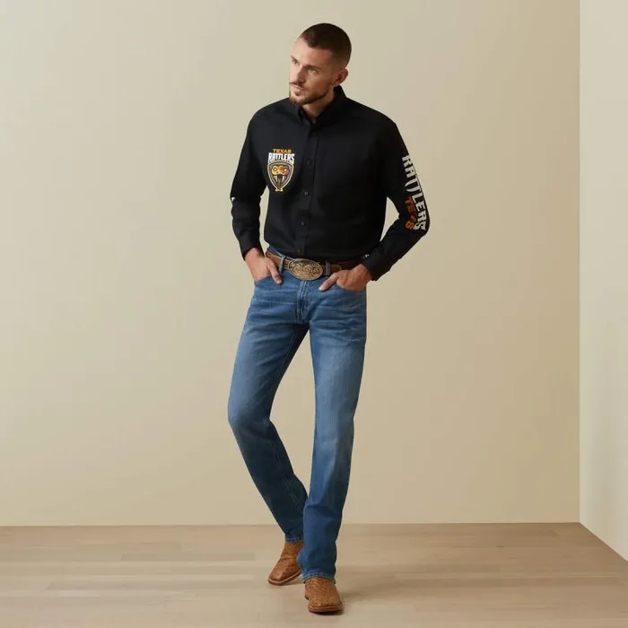 Men Button Down Shirts Ariat Team Rattlers Twill Classic Fit Shirt Black Men Button Down Shirts Ariat Team Rattlers Twill Classic Fit Shirt Black