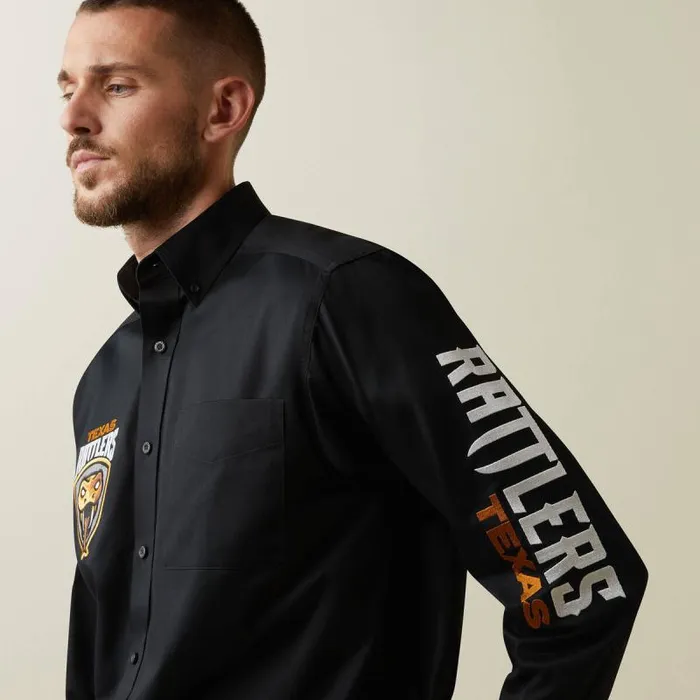 Men Button Down Shirts Ariat Team Rattlers Twill Classic Fit Shirt Black Men Button Down Shirts Ariat Team Rattlers Twill Classic Fit Shirt Black