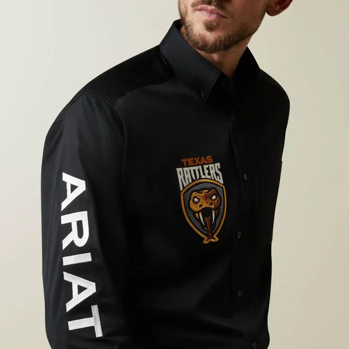 Men Button Down Shirts Ariat Team Rattlers Twill Classic Fit Shirt Black Men Button Down Shirts Ariat Team Rattlers Twill Classic Fit Shirt Black