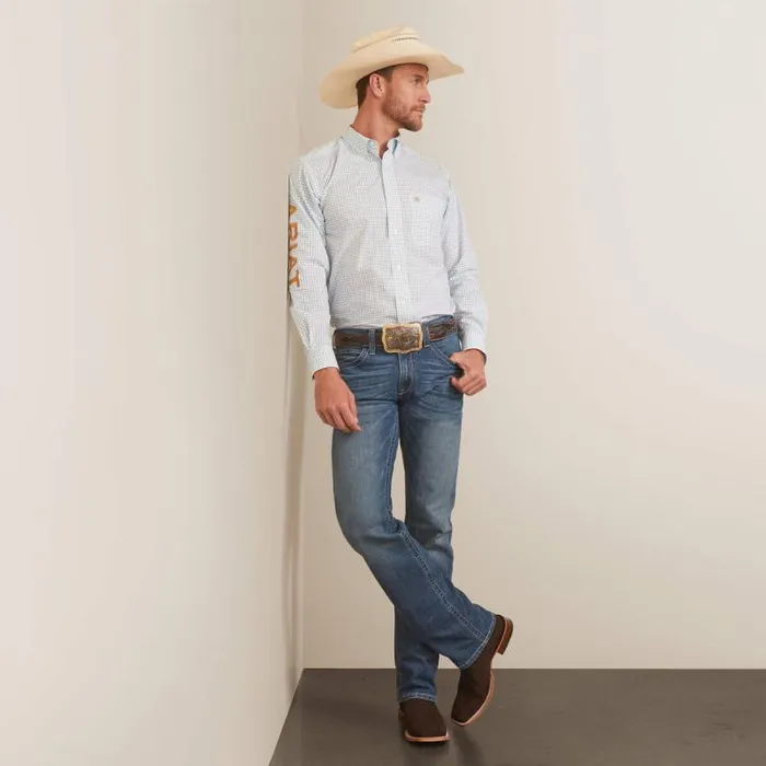 Men Button Down Shirts Ariat Team Stuart Fitted Shirt White Men Button Down Shirts Ariat Team Stuart Fitted Shirt White