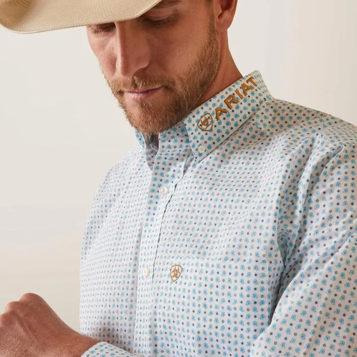 Men Button Down Shirts Ariat Team Stuart Fitted Shirt White Men Button Down Shirts Ariat Team Stuart Fitted Shirt White