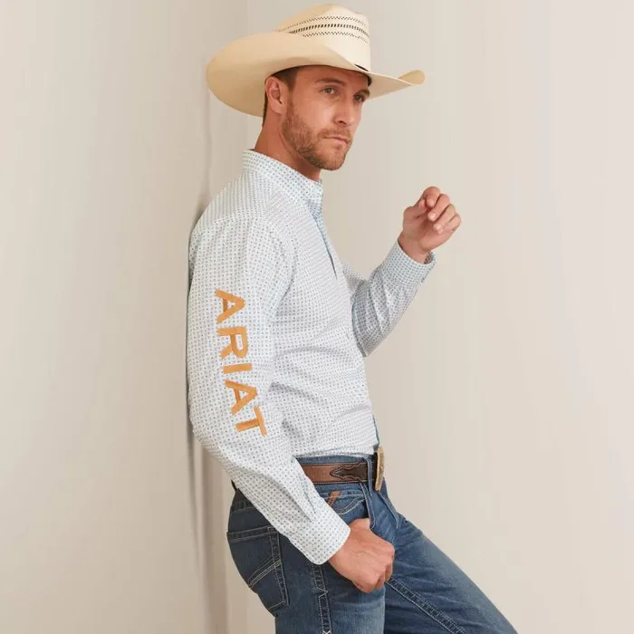 Men Button Down Shirts Ariat Team Stuart Fitted Shirt White Men Button Down Shirts Ariat Team Stuart Fitted Shirt White