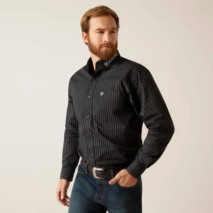 Men Button Down Shirts Ariat Team Woodson Fitted Shirt Black