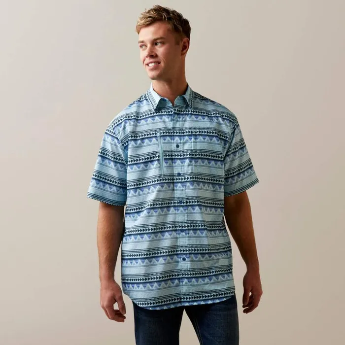 Men Button Down Shirts Ariat VentTEK Classic Fit Shirt Ashleigh Blue