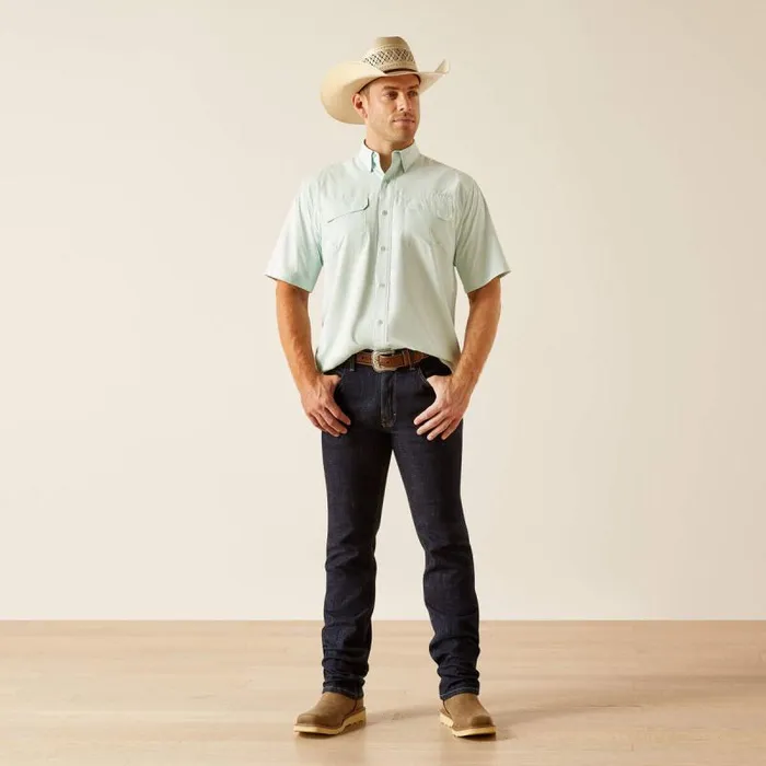 Men Button Down Shirts Ariat VentTEK Outbound Classic Fit Shirt Bleached Aqua Men Button Down Shirts Ariat VentTEK Outbound Classic Fit Shirt Bleached Aqua