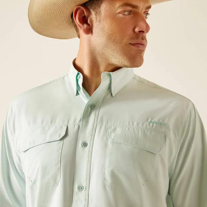 Men Button Down Shirts Ariat VentTEK Outbound Classic Fit Shirt Bleached Aqua Men Button Down Shirts Ariat VentTEK Outbound Classic Fit Shirt Bleached Aqua