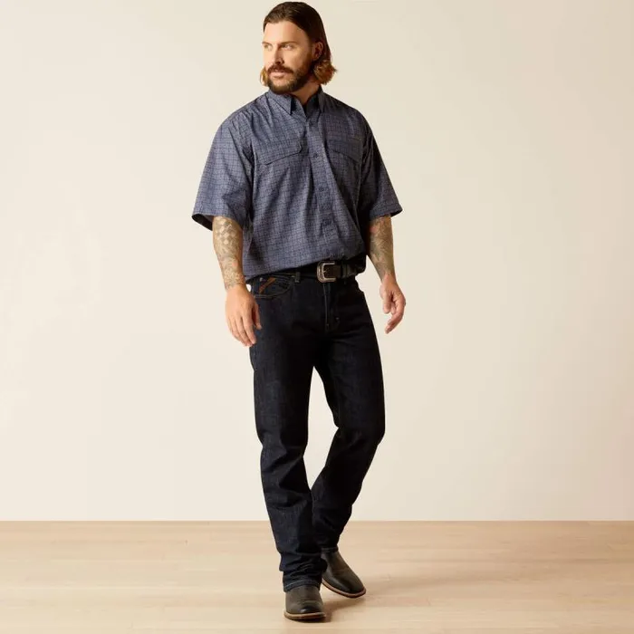Men Button Down Shirts Ariat VentTEK Outbound Classic Fit Shirt Mood Indigo