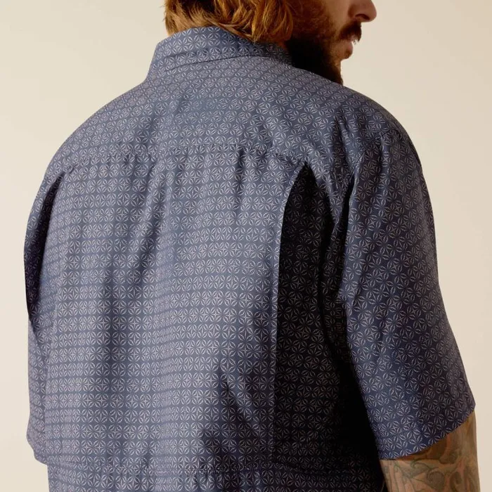 Men Button Down Shirts Ariat VentTEK Outbound Classic Fit Shirt Mood Indigo