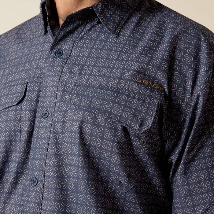 Men Button Down Shirts Ariat VentTEK Outbound Classic Fit Shirt Mood Indigo