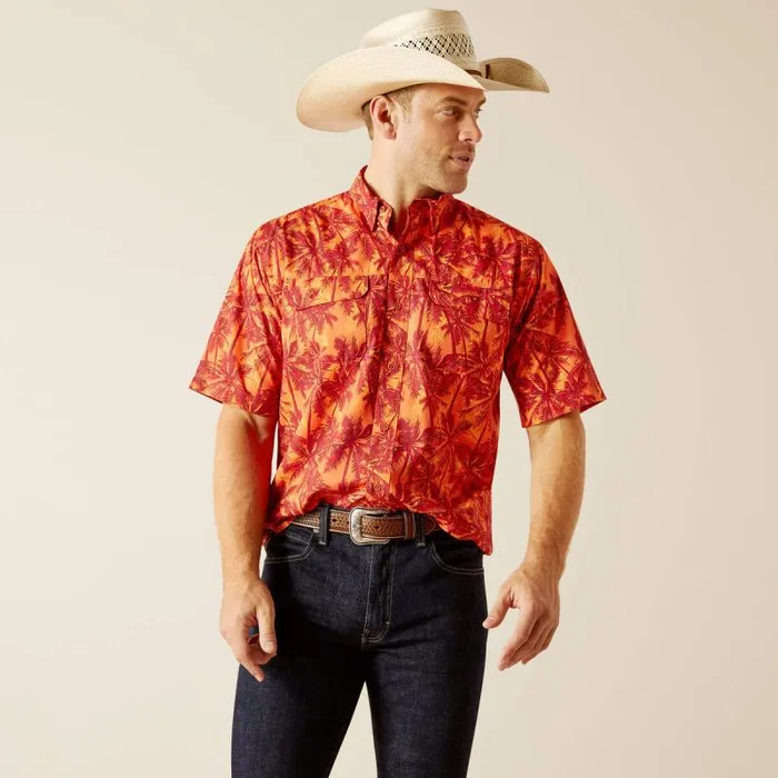 Men Button Down Shirts Ariat VentTEK Outbound Classic Fit Shirt Red Dwarf