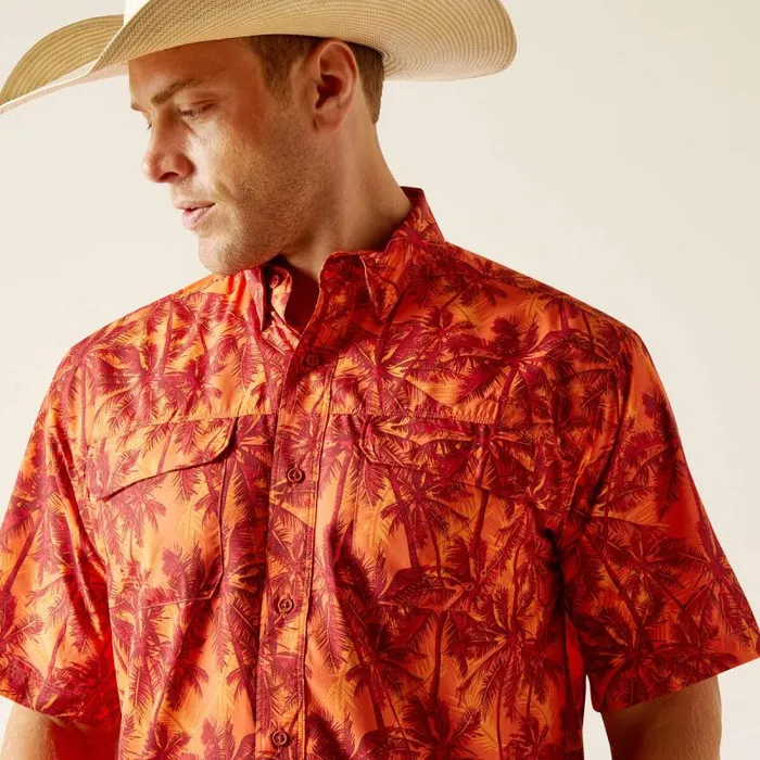 Men Button Down Shirts Ariat VentTEK Outbound Classic Fit Shirt Red Dwarf