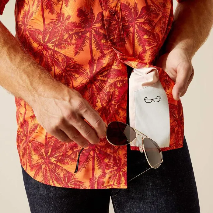Men Button Down Shirts Ariat VentTEK Outbound Classic Fit Shirt Red Dwarf
