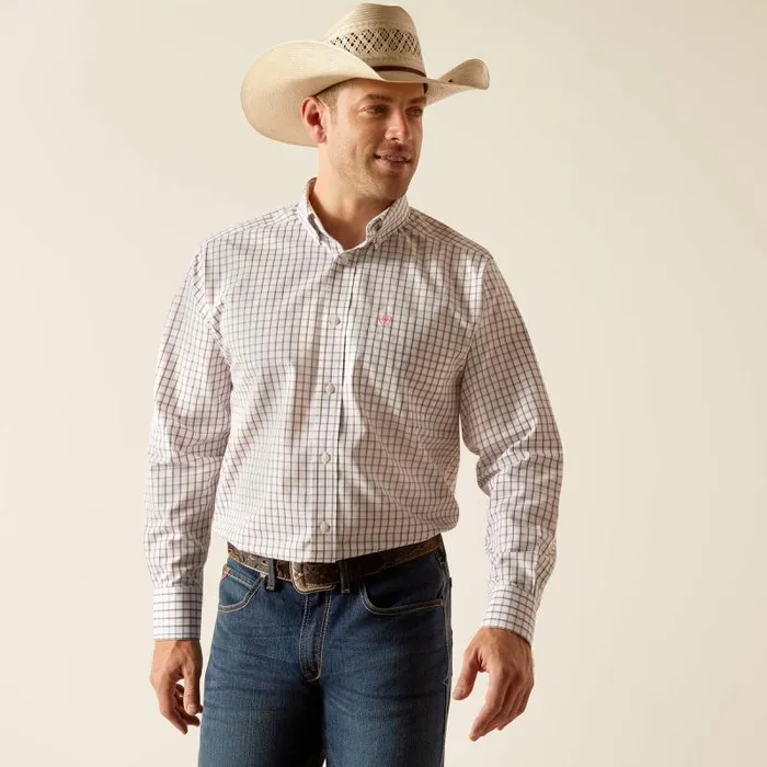 Men Button Down Shirts Ariat Wrinkle Free Briggs Classic Fit Shirt White