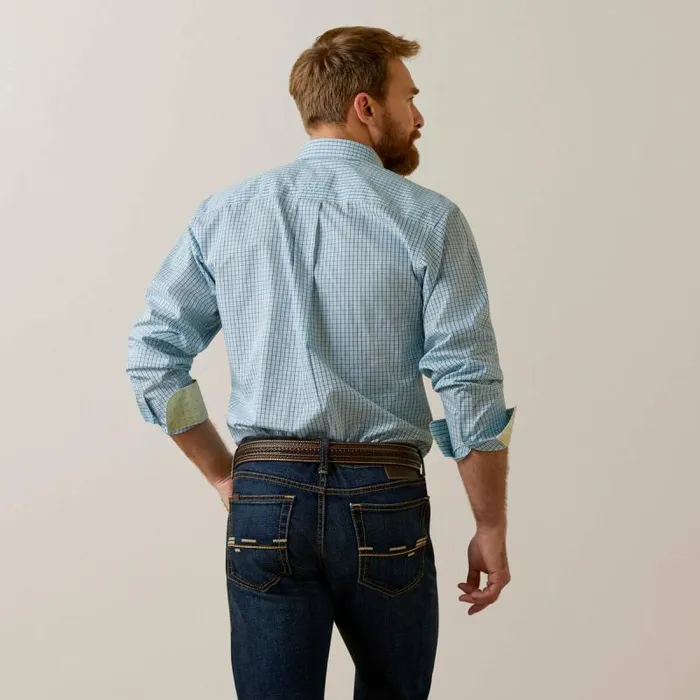 Men Button Down Shirts Ariat Wrinkle Free Colten Fitted Shirt Aqua Men Button Down Shirts Ariat Wrinkle Free Colten Fitted Shirt Aqua