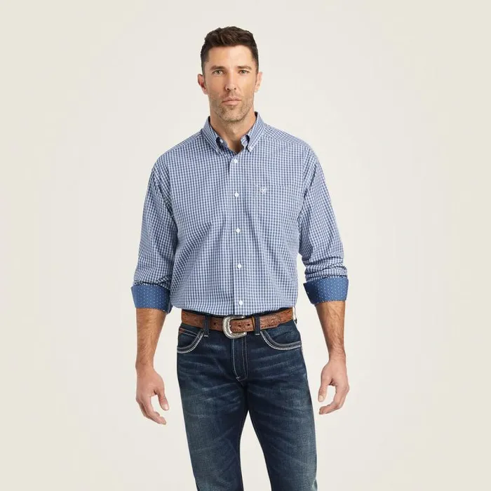 Men Button Down Shirts Ariat Wrinkle Free Ellison Classic Fit Shirt True Navy