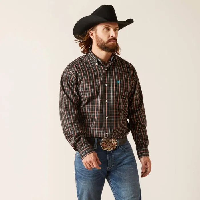 Men Button Down Shirts Ariat Wrinkle Free Gaven Classic Fit Shirt Black