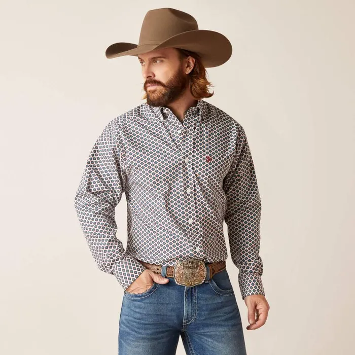 Men Button Down Shirts Ariat Wrinkle Free Grayden Classic Fit Shirt White