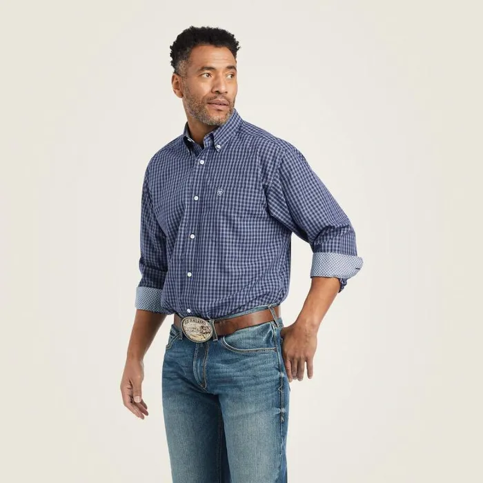 Men Button Down Shirts Ariat Wrinkle Free Immanuel Fitted Shirt Midnight Sail Men Button Down Shirts Ariat Wrinkle Free Immanuel Fitted Shirt Midnight Sail
