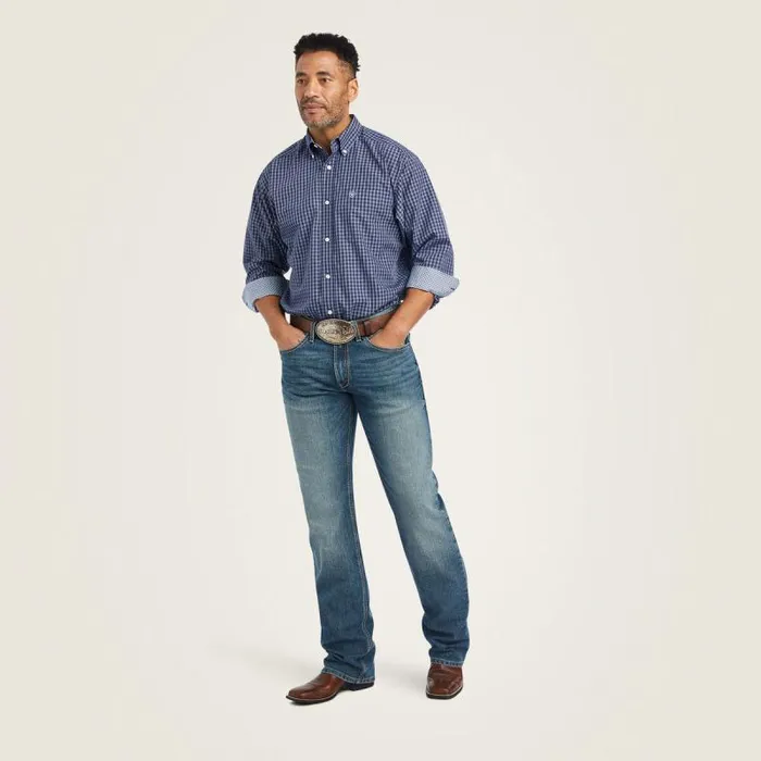 Men Button Down Shirts Ariat Wrinkle Free Immanuel Fitted Shirt Midnight Sail Men Button Down Shirts Ariat Wrinkle Free Immanuel Fitted Shirt Midnight Sail