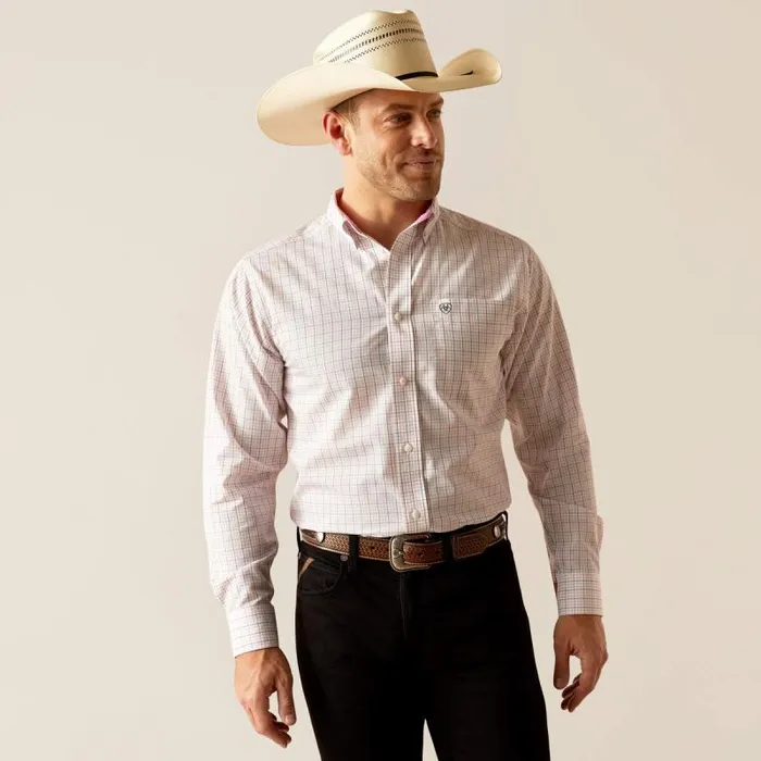 Men Button Down Shirts Ariat Wrinkle Free Ozzy Fitted Shirt Light Lilac