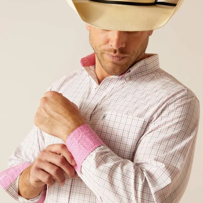 Men Button Down Shirts Ariat Wrinkle Free Ozzy Fitted Shirt Light Lilac Men Button Down Shirts Ariat Wrinkle Free Ozzy Fitted Shirt Light Lilac