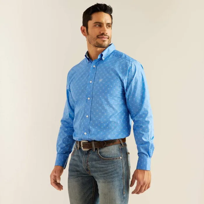Men Button Down Shirts Ariat Wrinkle Free Russel Fitted Shirt Regatta