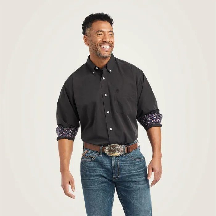 Men Button Down Shirts Ariat Wrinkle Free Solid Pinpoint Oxford Classic Fit Shirt Black Men Button Down Shirts Ariat Wrinkle Free Solid Pinpoint Oxford Classic Fit Shirt Black